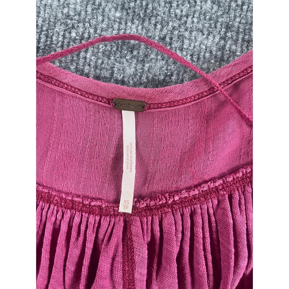 Free People Magenta Pink Sleeveless Babydoll Henley Tunic Top XS